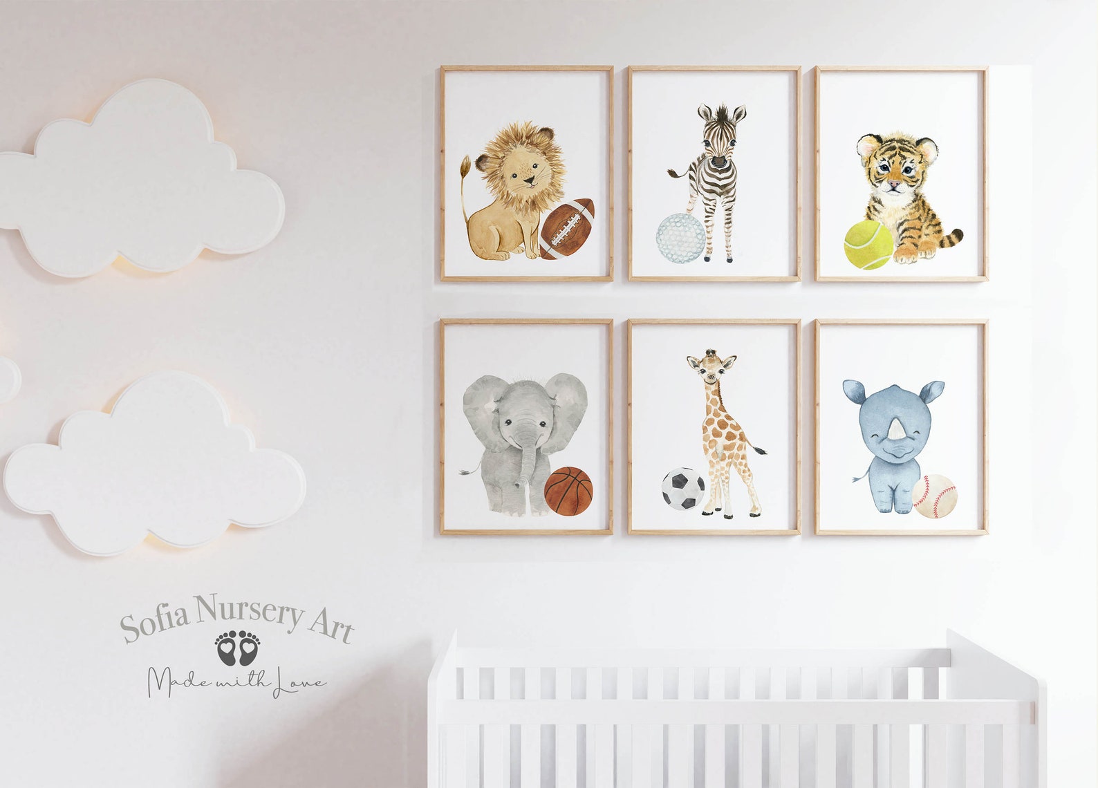 Sports Nursery Decor Safari Nursery Decor Baby Animals Sport Etsy