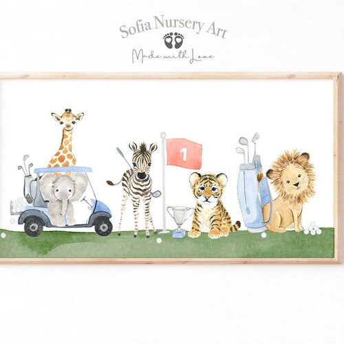 Arte panorámico para guardería de golf, arte de pared para guardería, decoración de guardería de golf, arte de pared para habitación de niños, decoración de habitación infantil, arte de golf, regalo de decoración para guardería, decoración de golf