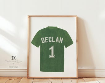 Personalized Sports Jerseys Decor, Sports Nursery Wall Art, Boy Room Team Decor