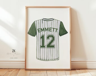 Personalized Sport Jersey Print, Sport Nursery Wall Art, Boy Room Team Decor