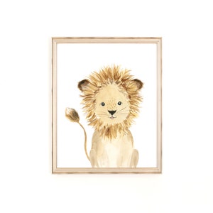 Pépinière de Lion impression, pépinière Safari imprime sexe neutre crèche mignon bébé animaux, Lion illustration Lion bébé animal crèche image 3