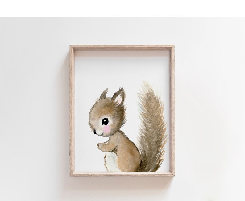 Nursery Squirrel Print Woodland Nursery Decor Nursery Print Etsy