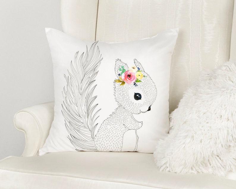 Baby Squirrel Pillow Squirrel Cusion Woodland Nursery Etsy
