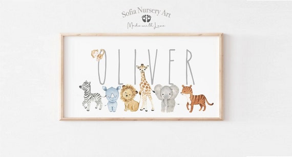 Baby name sign, Nursery Personalized Decor, Name Sign For Nursery, Nursery Pano Art, Nursery Art Safari Nursery Art, Personalized Baby Decor