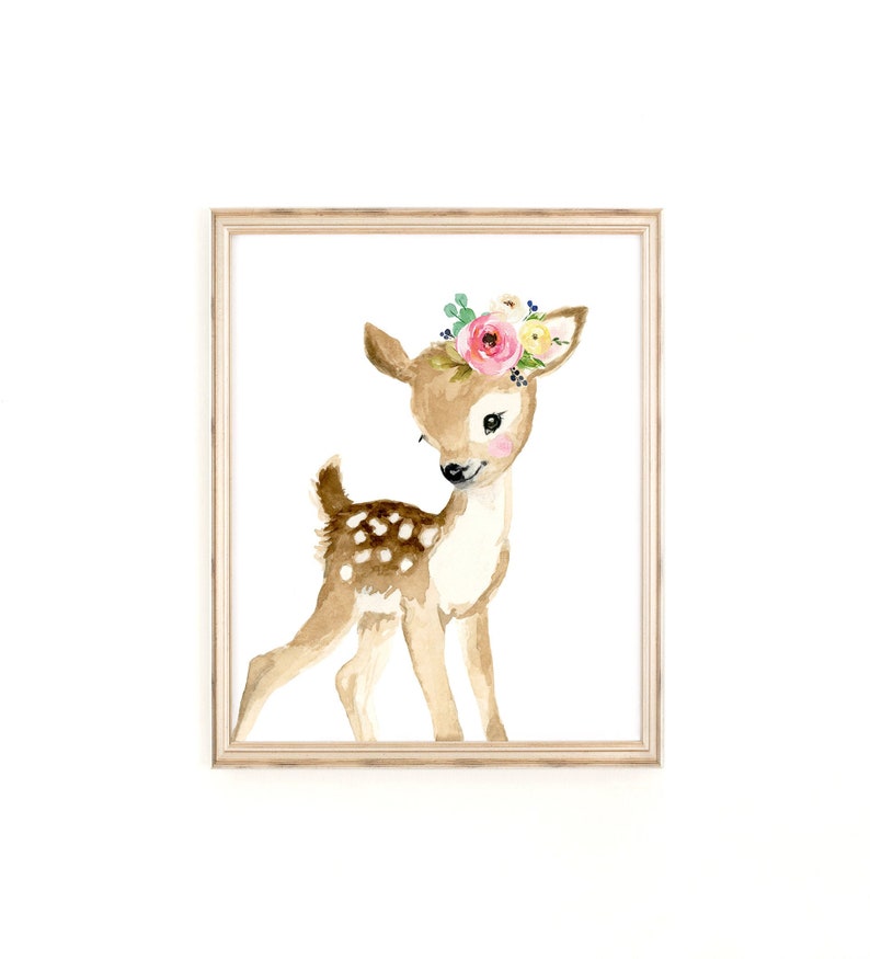 Baby Flower Crown Deer Floral Fawn Woodland Nursery Nursery Etsy