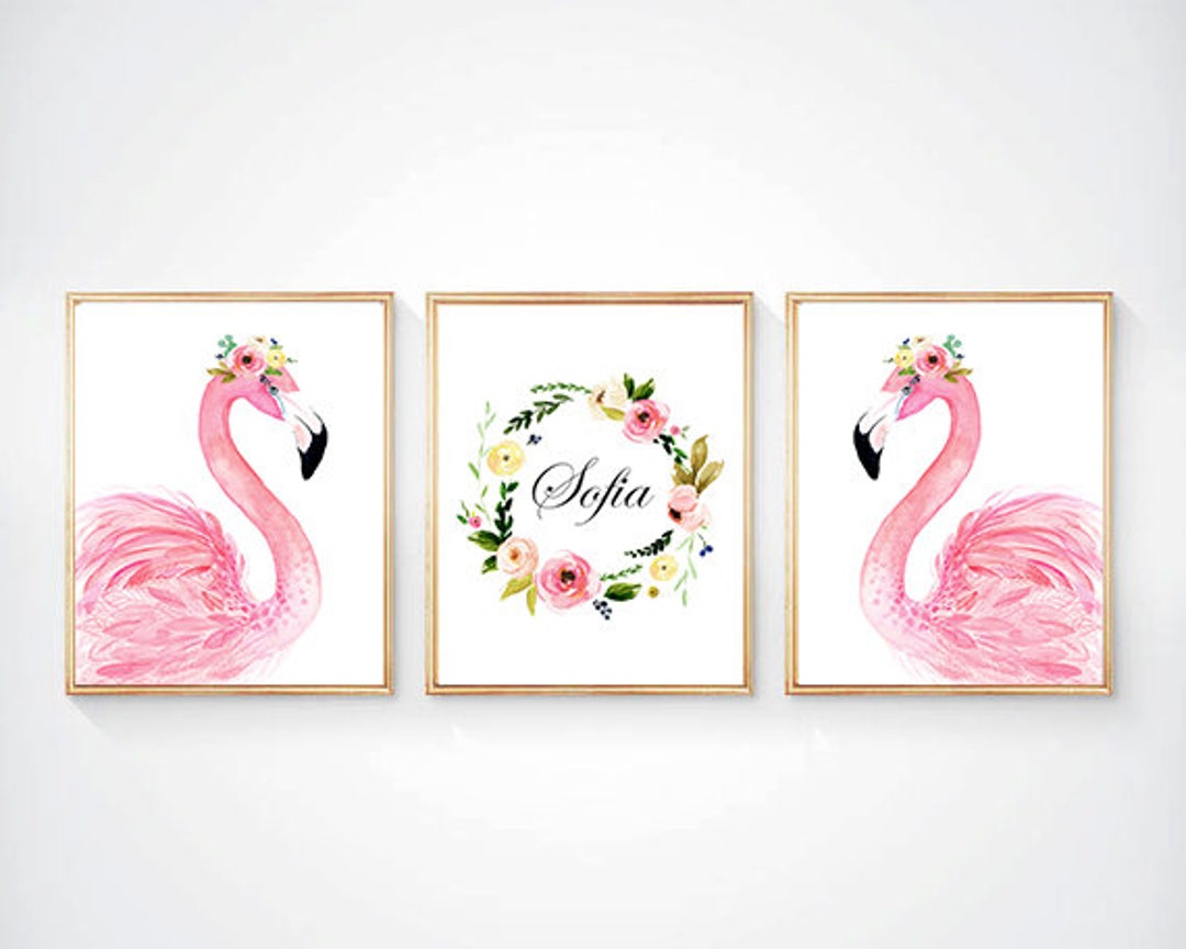 Flamingo Nursery, Flamingo Painting, Watercolor Flamingo, Floral