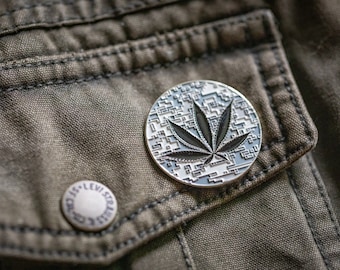Pot Leaf Camo Lapel Pin - 1.25" Inch Size - Cannabis Accessory Gift