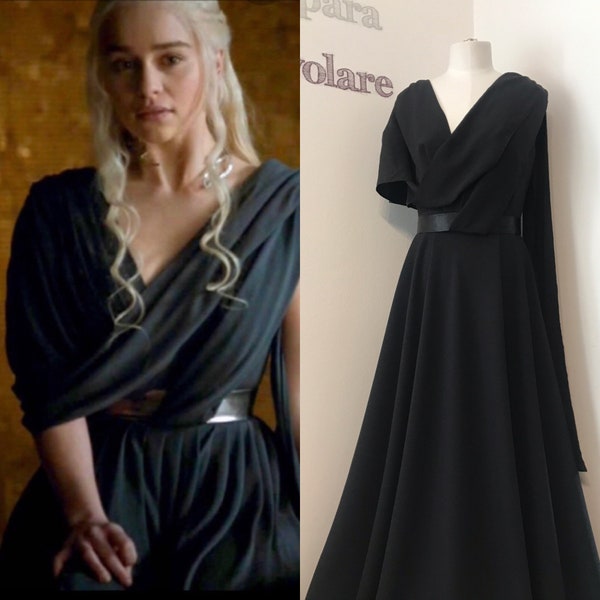 Cosplay Daenerys Targaryen Vestido Negro de Juegos de Tronos