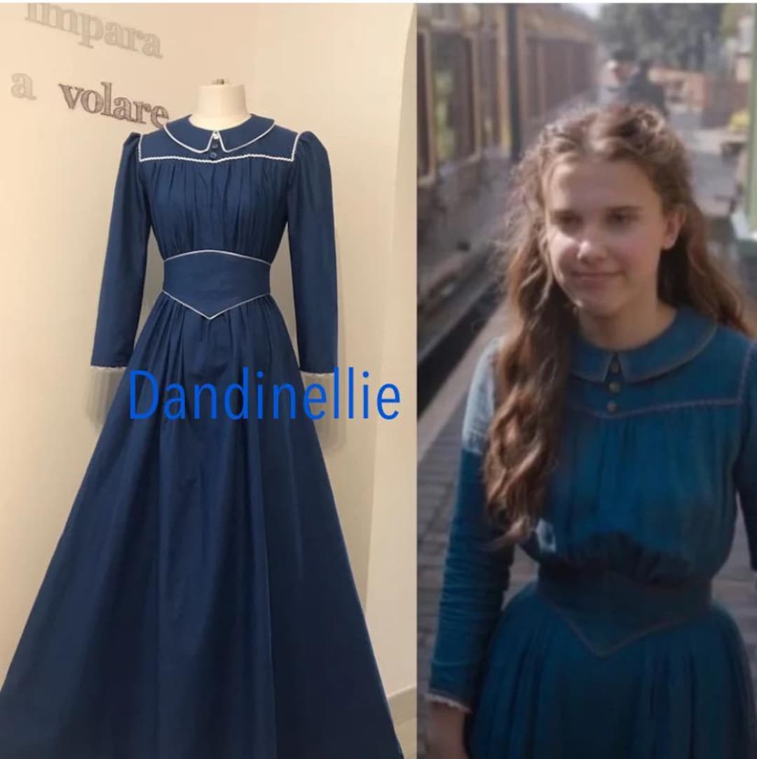 enola holmes blue dress Enola Holmes 2 Millie Bobby Blue Satin Jacket