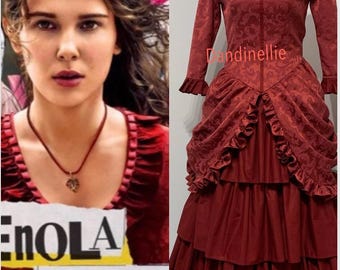 enola holmes pink dress costume Enola's pink dress (ENOLA HOLMES) @madeleineengland on Tumblr