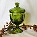 Vintage 1962 Viking Epic #6812 Avocado Green 8 1/8" Tall 6 Petal Candy Dish With Lid, Footed Compote, Made In USA In Excellent Condition