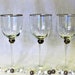 Vintage Set Of 3 Gibson Golden Globe Hand Blown 7 3/4" Panel Optic Gold Trim & Gold Ball Slender Stem Water/Wine Goblets
