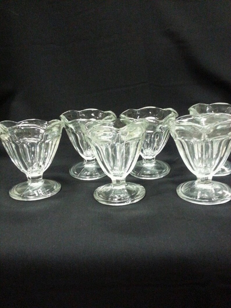 Vintage Anchor Hocking Sundae Fountain Glasses Set of 6 Fluted Etsy