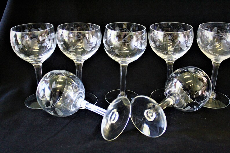 Vintage Set of 7 Cut Crystal Wine/Cordial/Sherry Glasses Deep Etsy