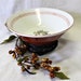 Vintage U.K. Made In Japan Red Greek Key & Peacock Design Ramen Ceramic 7 3/4 Inch Bowl, Hand Painted Asian Bowl
