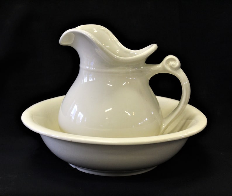 Vintage McCOY POTTERY 7515 Pitcher & Bowl/Basin Set Cream Etsy