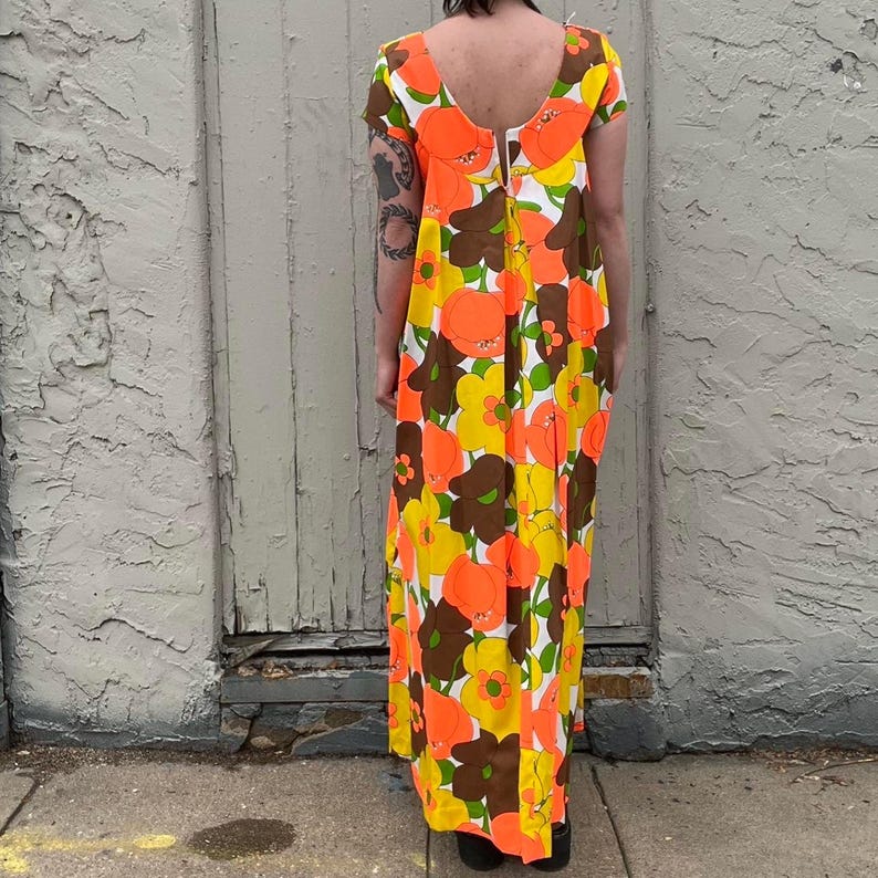 Vintage 1970s Deadstock Hawaiian Retro Floral Vacation Maxi Dress - Etsy