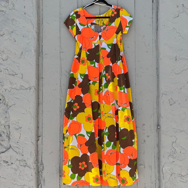 Vintage 1970s Deadstock Hawaiian Retro Floral Vacation Maxi Dress - Etsy