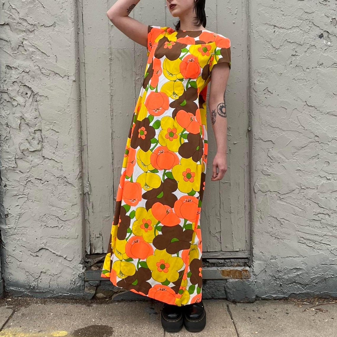 Vintage 1970s Deadstock Hawaiian Retro Floral Vacation Maxi Dress - Etsy