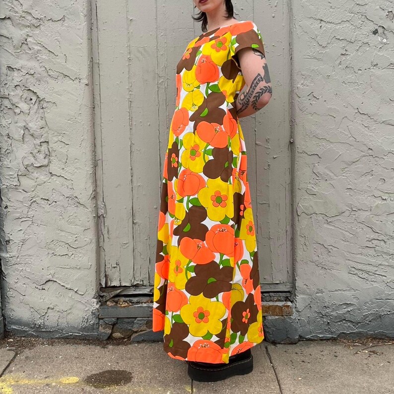 Vintage 1970s Deadstock Hawaiian Retro Floral Vacation Maxi Dress - Etsy
