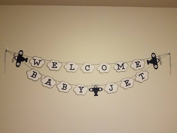 Baby Boy Shower Banner Airplane Theme Baby Shower Etsy