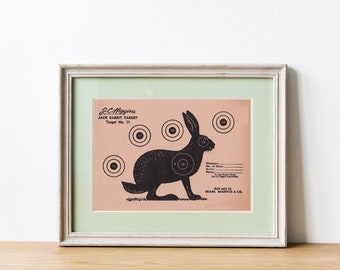 Rabbit Target, digital vintage rabbitt target, printable vintage target, Vintage Higgins target, Vintage Sears target, 5 x 7 size Rabbitt