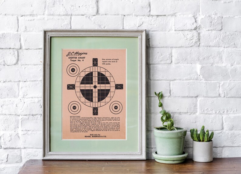 Sighter Target, digital vintage Sighter target, printable vintage target, Vintage Higgins target, Vintage Sears target, 5 x 7 size sighter image 1