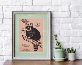 Raccoon Target, digital vintage raccoon target, printable vintage target, Vintage Higgins target, Vintage Sears target, 5 x 7 size Raccoon