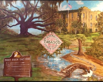 Avery Island Louisiana art print, Cajun art print, Tabasco decor