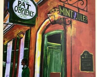 Pat O'Brien's New Orleans Louisiana art print, French Quarter art, Southern home decor