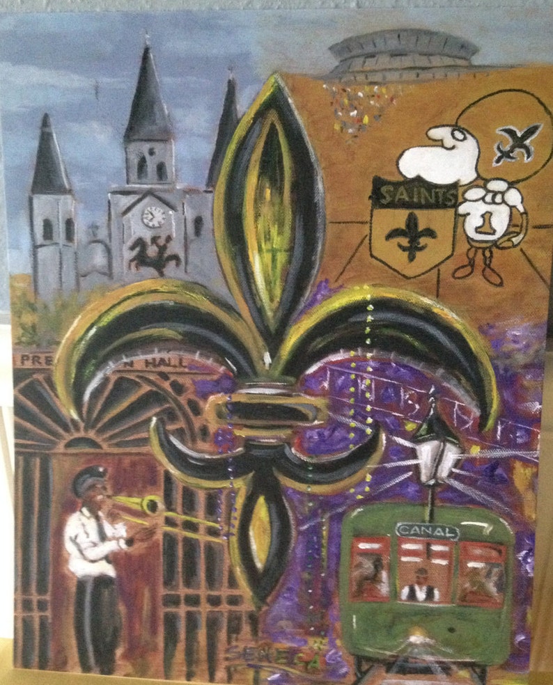 SALE NOLA Black And Gold Fleur De Lis Art Louisiana Art Etsy