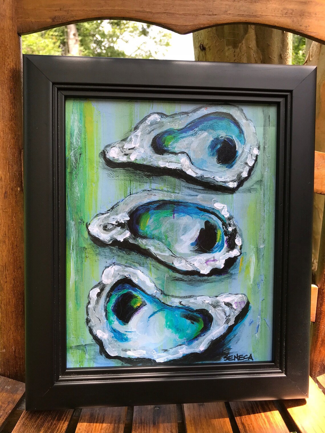 Three Oyster Half Shells art print New Orleans art Louisiana Etsy