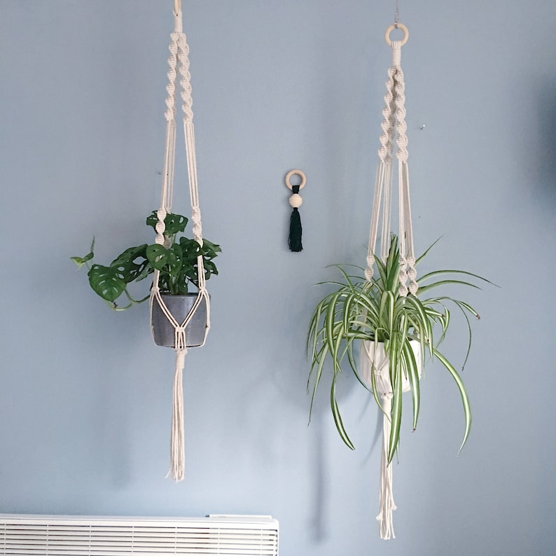 Double Spiral Macrame Plant Hanger  Hanging Planter 