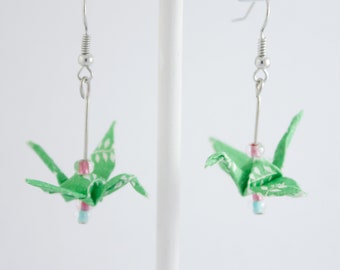 Origami crane earring - Boucle d'oreille en origami grue