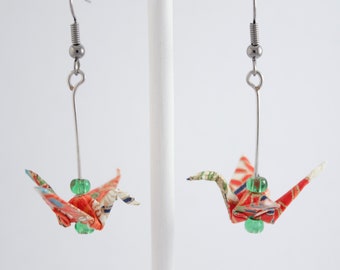 Origami crane earring - Crane origami earring