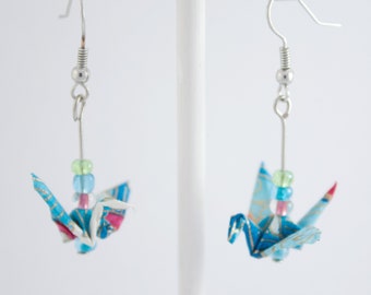 Origami crane earring - Boucle d'oreille en origami grue