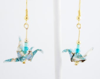 Origami crane earring - Boucle d'oreille en origami grue