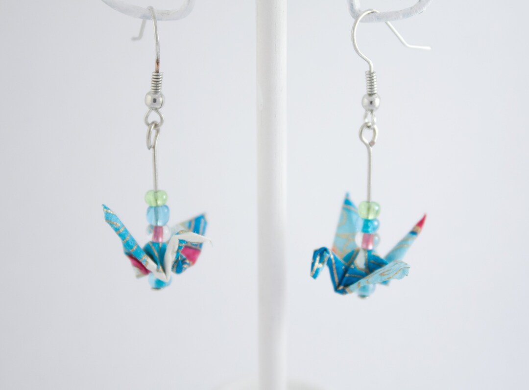 Origami Crane Earring Crane Origami Earring Etsy