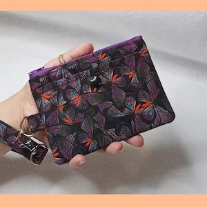 Monedero con cremallera y llavero desmontable / Tarjetero y porta identificación / Billetera pequeña / Tela premium Wonderous Butterflies n.° 911b