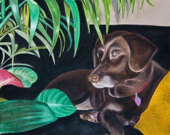 Foxy - Chocolate Lab - 18x24 original art
