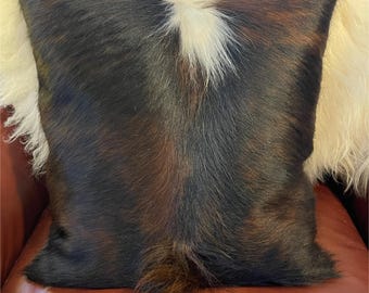 Genuine Hair On Cowhide Pillow with feather insert
