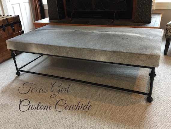 Custom Cowhide Iron Base Coffee Table Ottoman Etsy