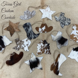 Set of Cowhide Christmas Ornaments