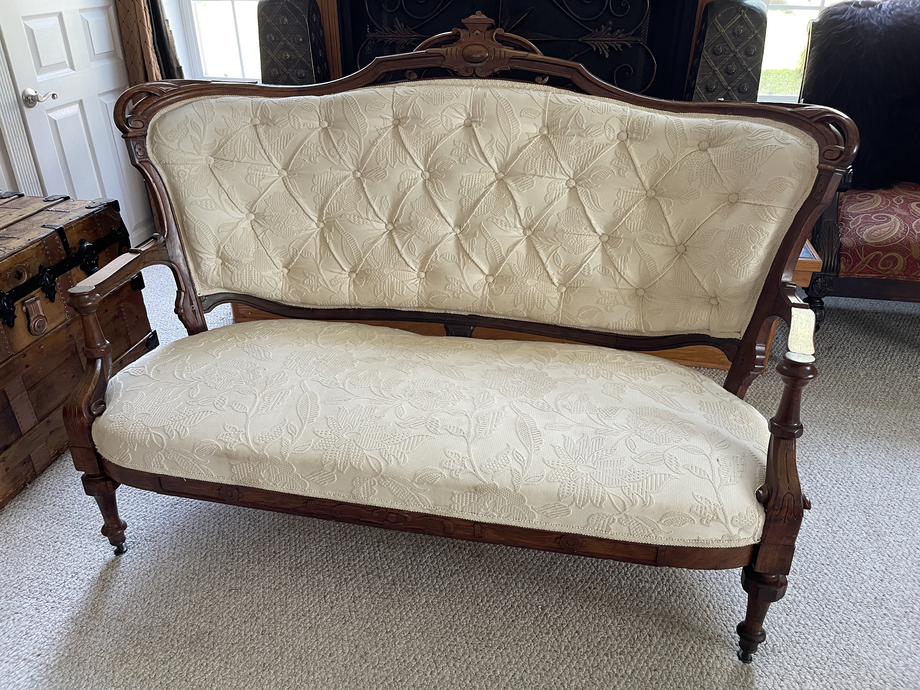 Customizable in Cowhide Antique Loveseat Settee Couch Etsy