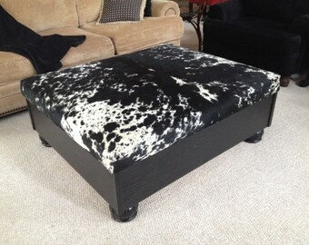 Custom Build Cowhide, Cedar lined, Storage Ottoman/Coffee Table Bench