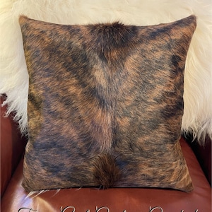 Genuine Hair On Cowhide Pillow with feather insert