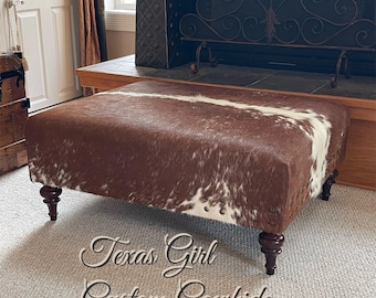 Cowhide ottoman footstool