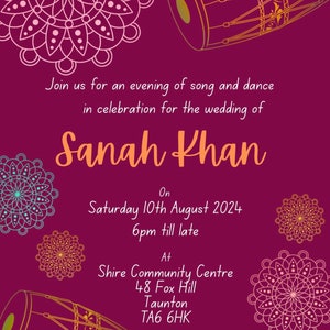 Dholki Sangeet Mehndi Girls Night Digital Invitation