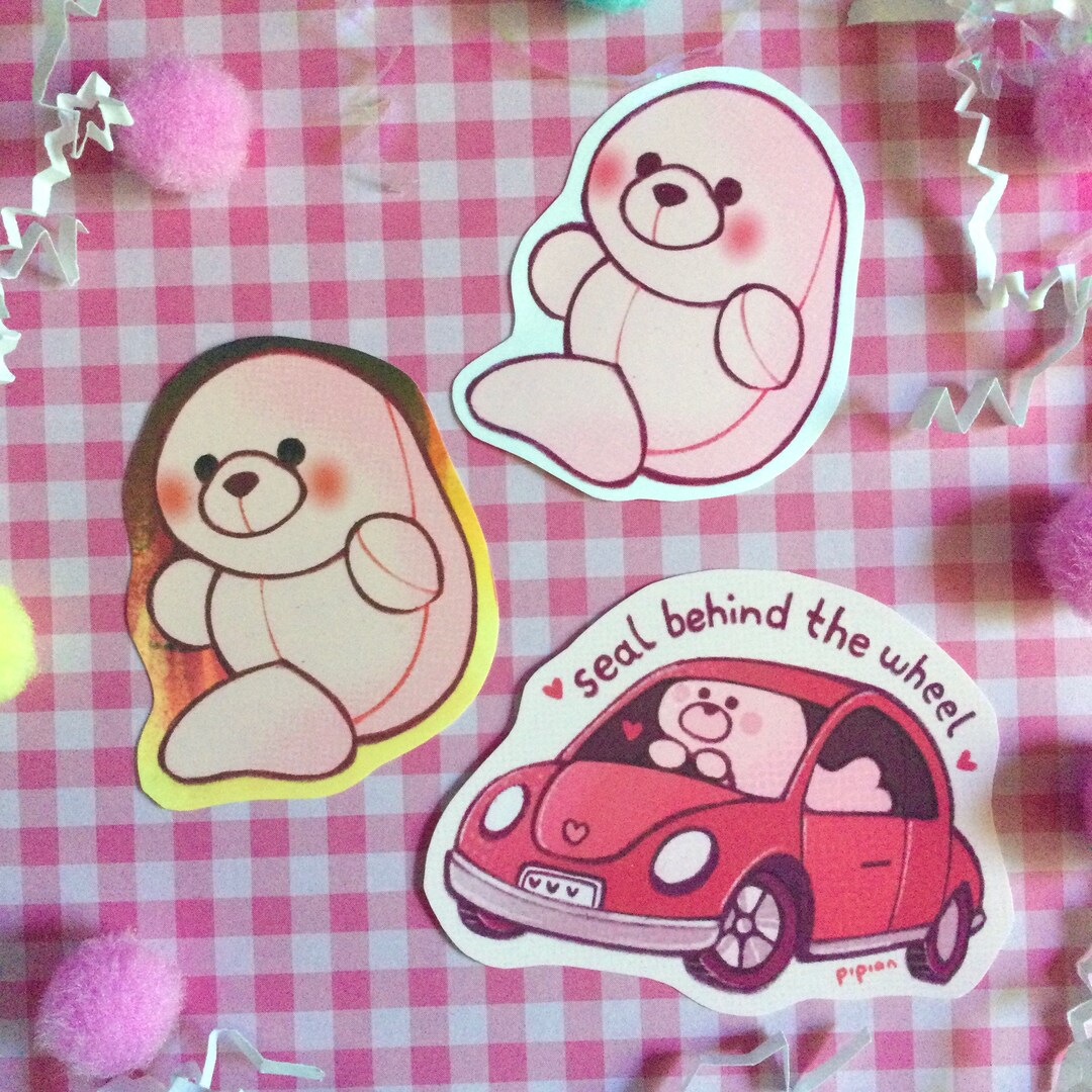 Cute Seal Stickers Seal Behind the Wheel and Evil Seal Decals Etsy