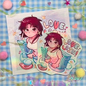 serial experiments lain sticker and mini print set! 4 by 4 in.